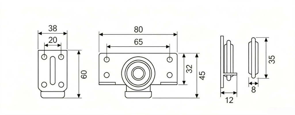 DF-B030 Roller Structure Dimension Guide